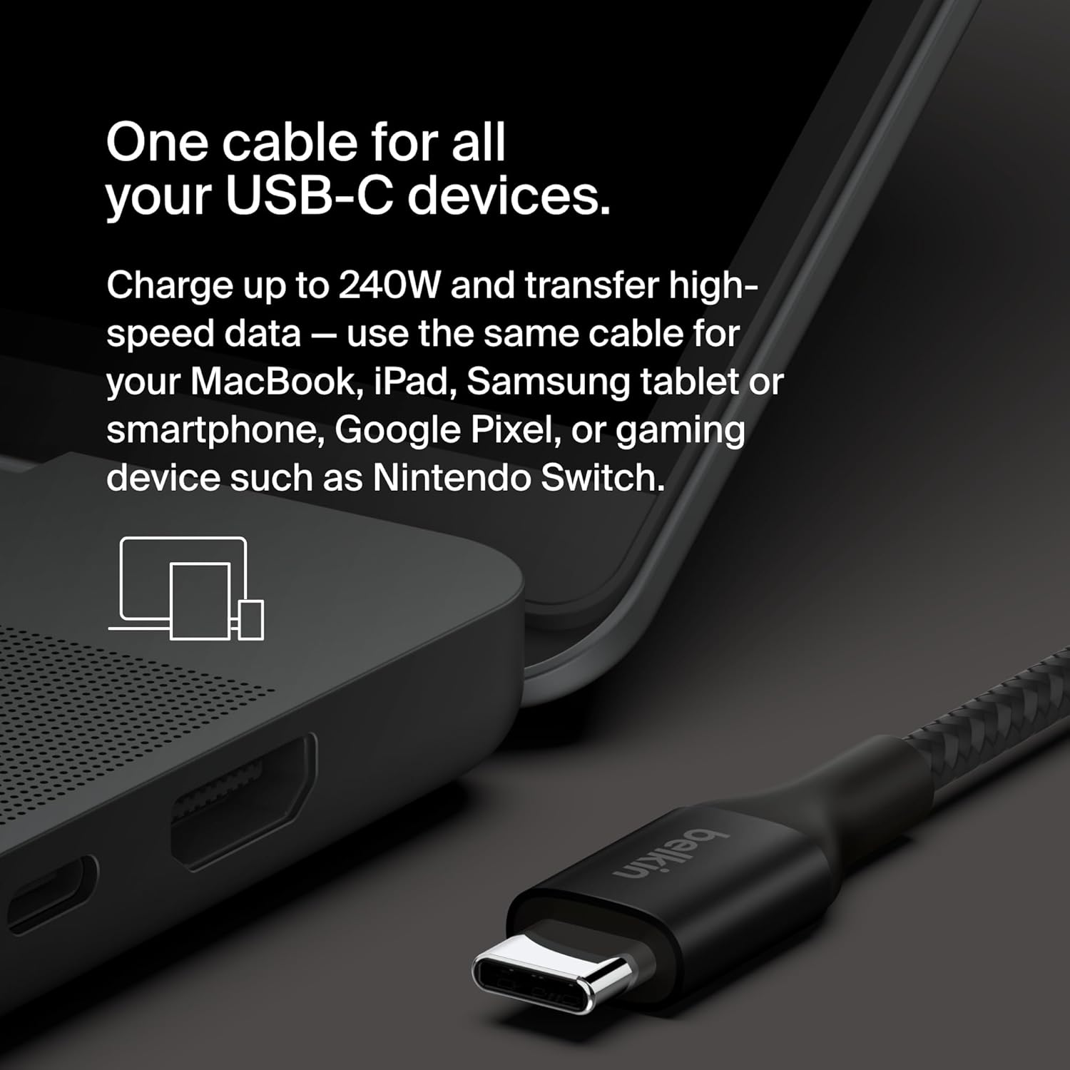 Belkin Boost Charge 2M USB- C Cable 240W Black