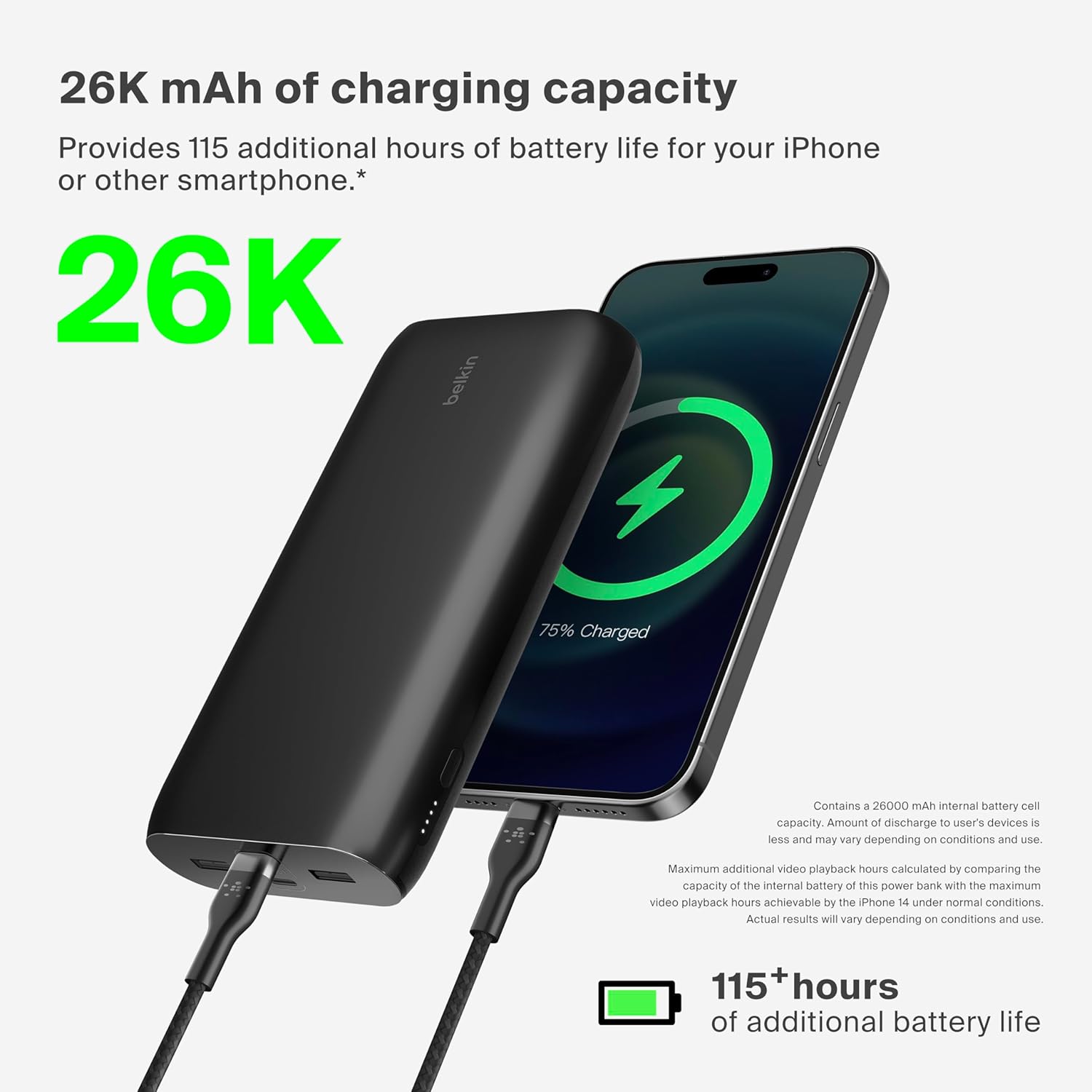 Belkin Boostcharge Power Bank 4 Port 26k 32W Black