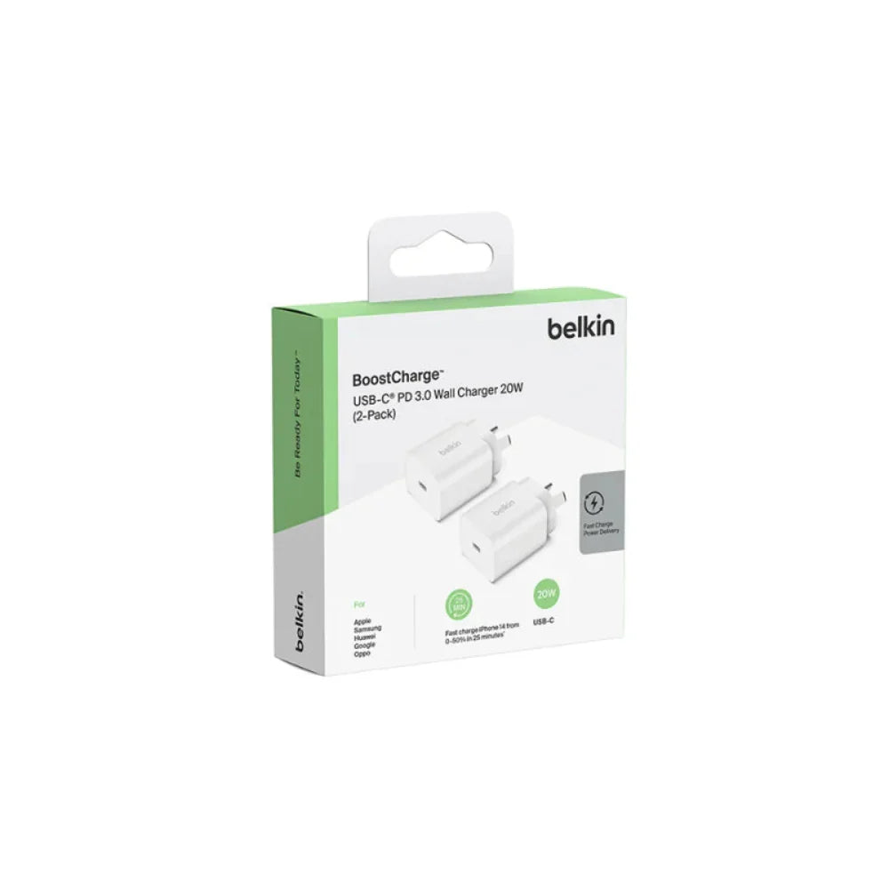 Belkin Boost Charge USB-C PD 3.0 Wall Charger 20W - 2 Pack