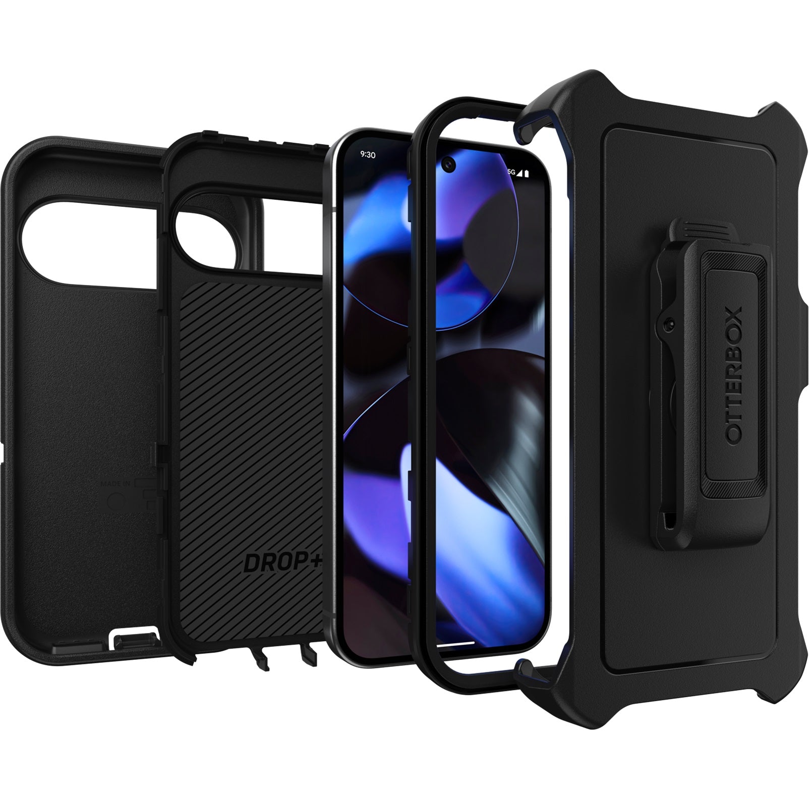 OtterBox Defender Google Pixel 9/Pixel 9 Pro Case Black - DROP+ 5X Military Standard, Multi-Layer, Raised Edges
