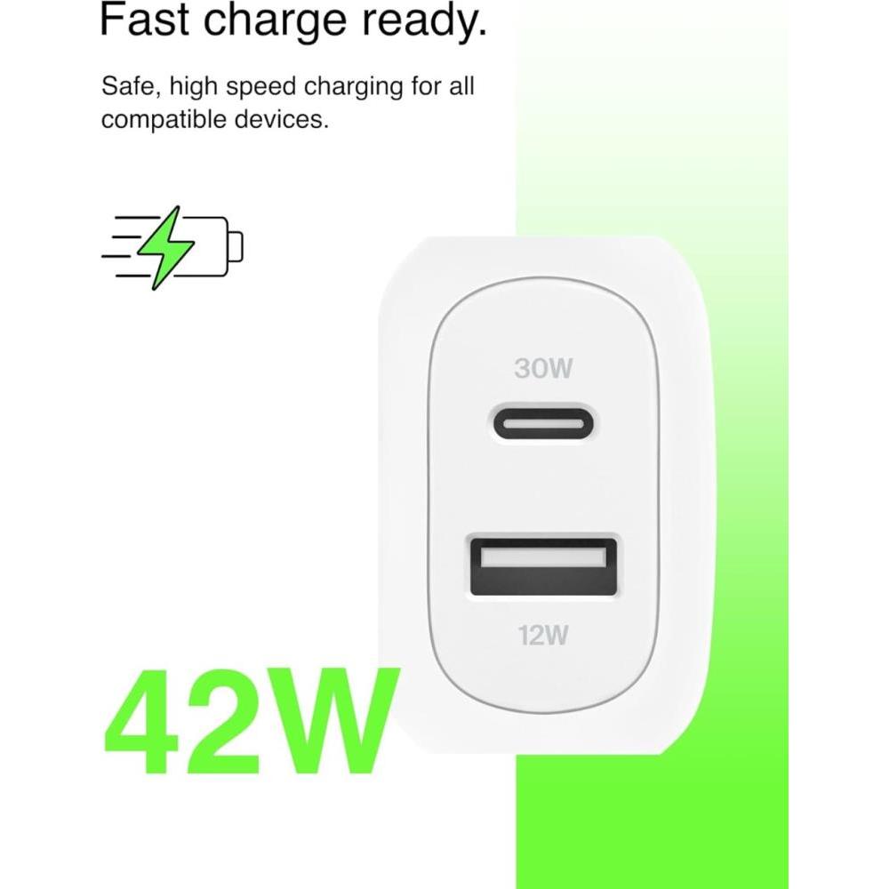 Belkin Boost Charge 42W Dual Port USB-C + USB-A Wall Charger