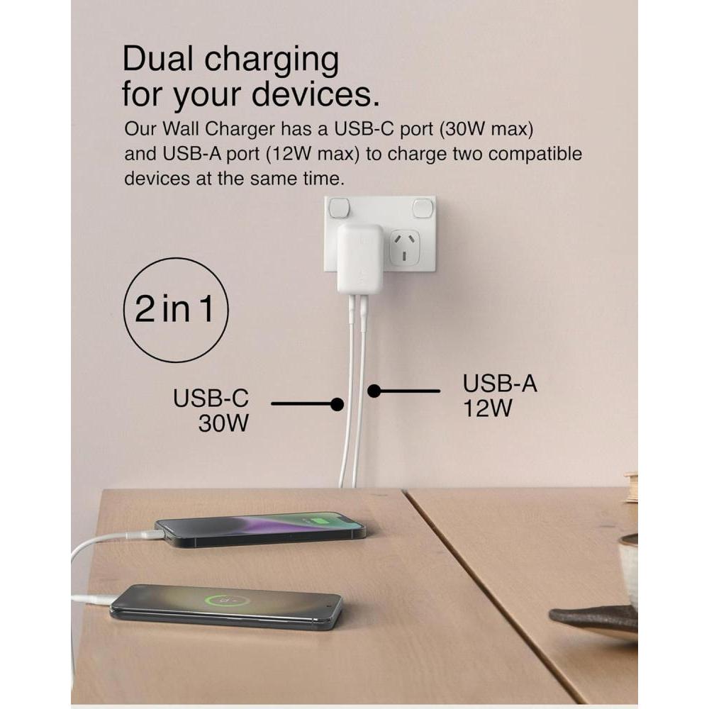 Belkin Boost Charge 42W Dual Port USB-C + USB-A Wall Charger