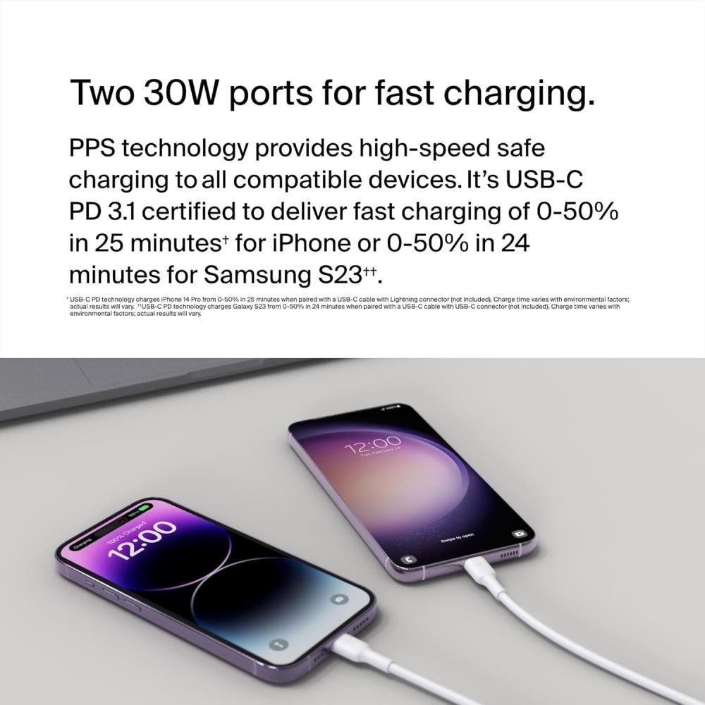 Belkin Boost Charge 60W Dual USB-C Wall Charger with PPS
