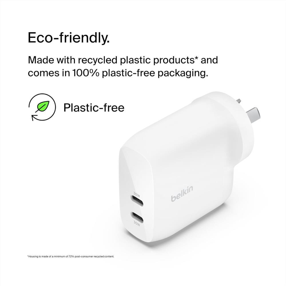 Belkin Boost Charge 60W Dual USB-C Wall Charger with PPS