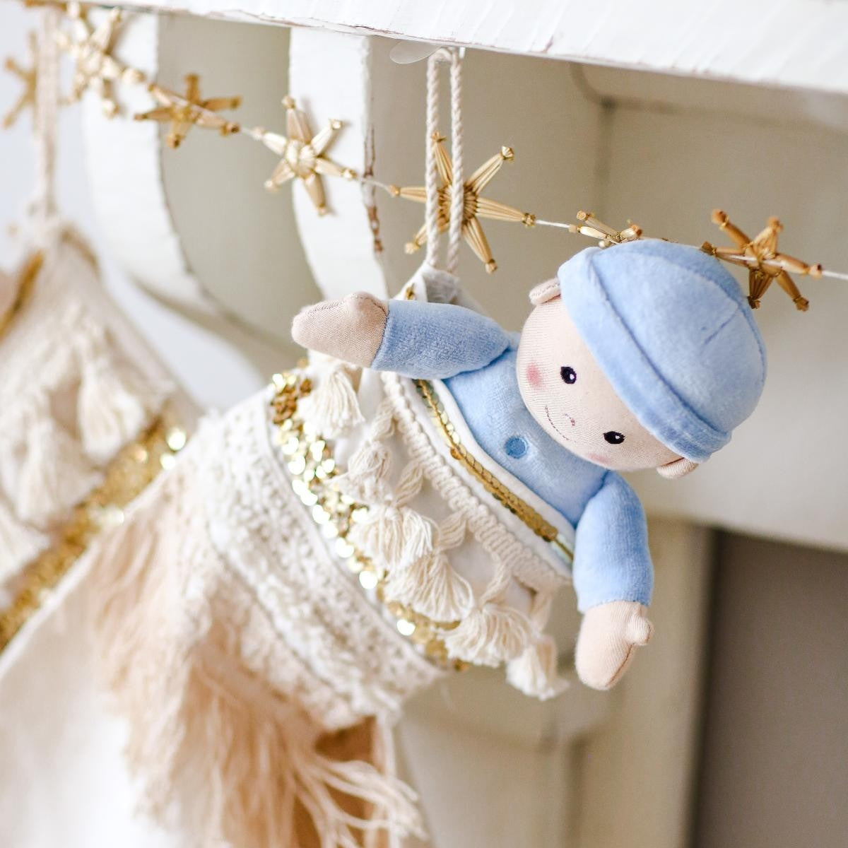 Apple Park First Baby Doll Blue Organic Plush Toy for Newborns and Toddlers