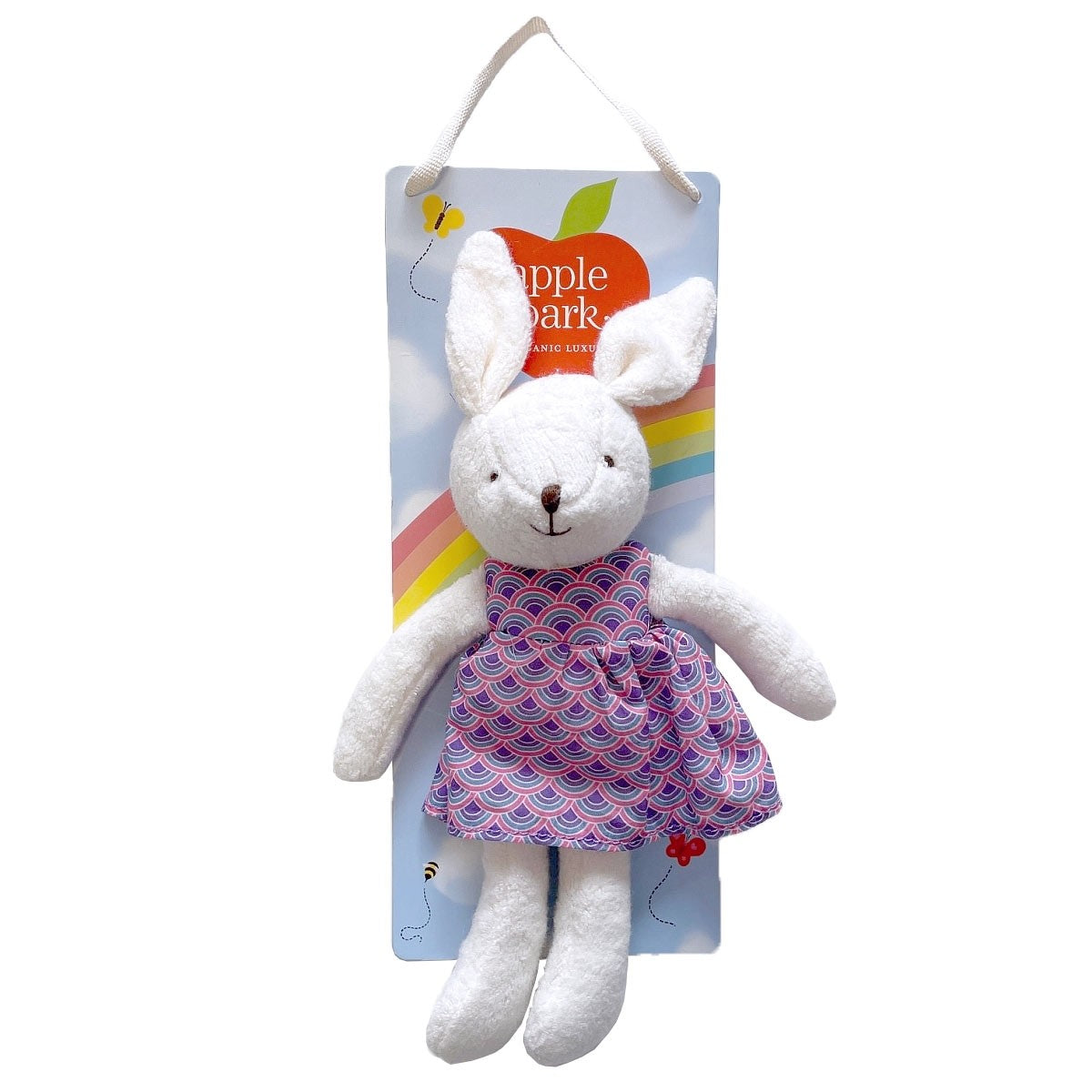 Apple Park White Little Plush Bunny Organic Stuffed Animal for Babies