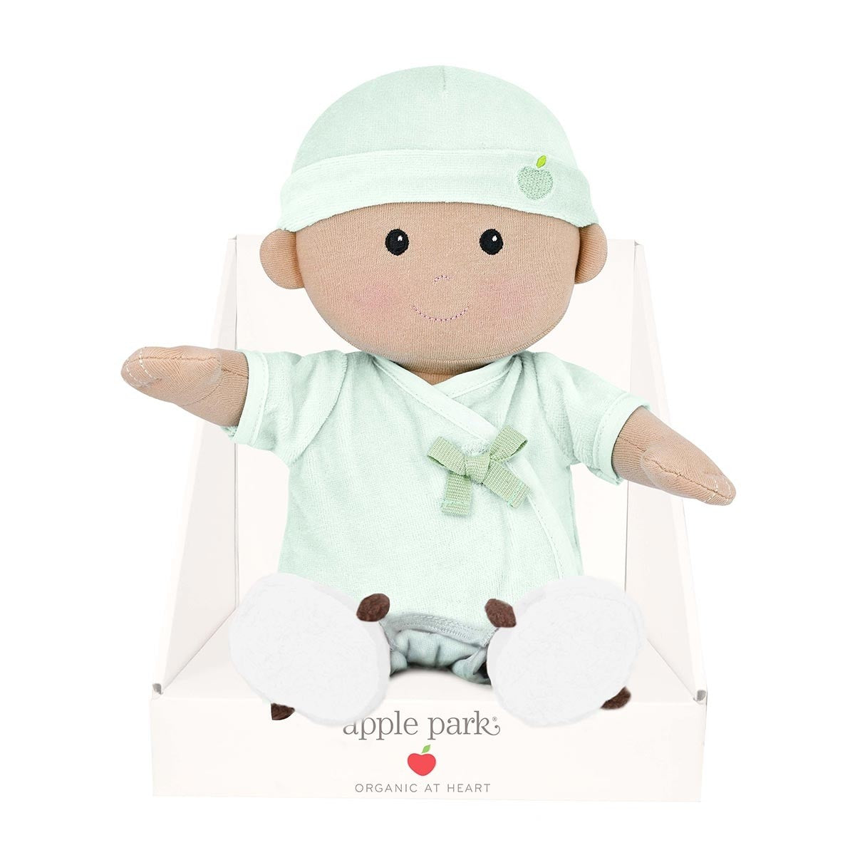 Apple Park Organic Baby Doll Mint Soft Plush Toy for Infants and Toddlers