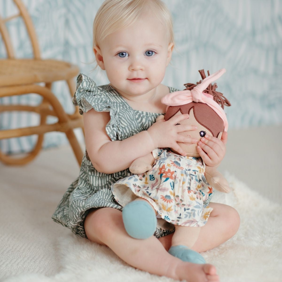 Apple Park Earthtone Floral Muslin Dress Organic Baby Girl Outfit