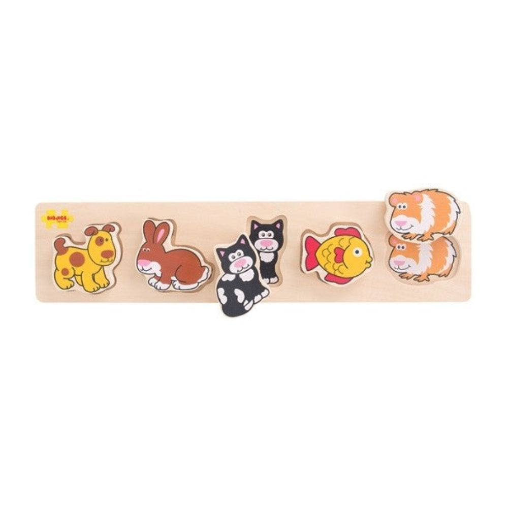 Bigjigs Toys Chunky Pets Lift and Match Wooden Puzzle for Toddler