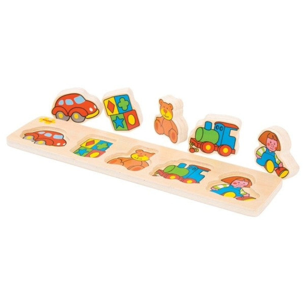 Bigjigs Toys Chunky Lift and Match Wooden Puzzle Educational Toddler Puzzle Toy