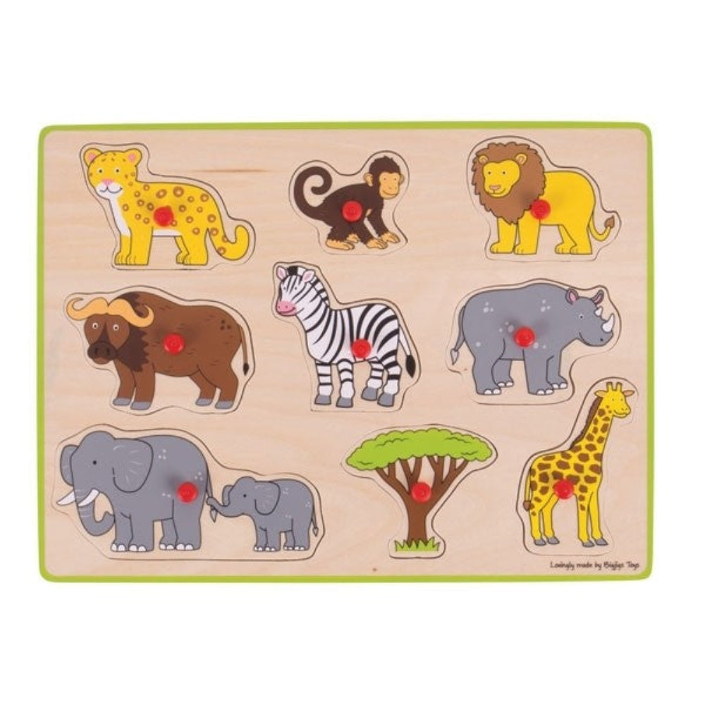 Bigjigs Toys Safari Animal Lift Out Puzzle Wooden Toddler Toy