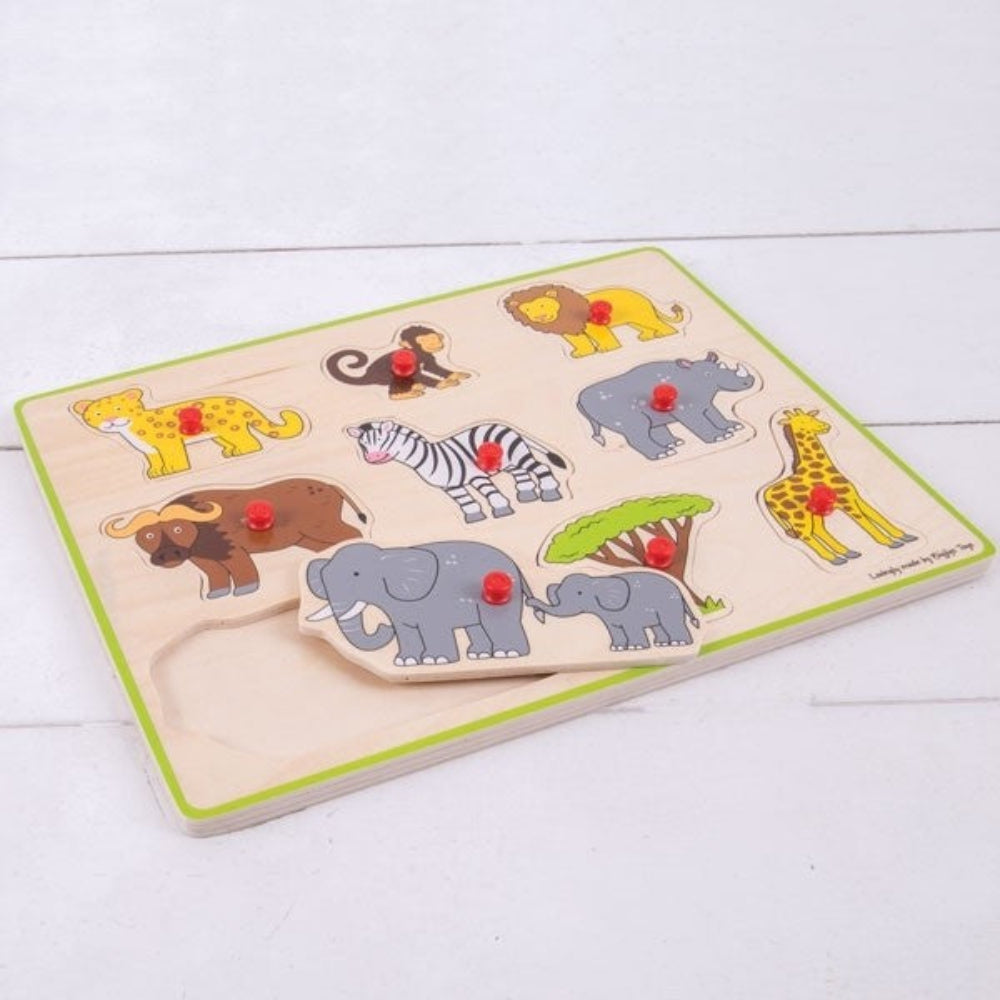 Bigjigs Toys Safari Animal Lift Out Puzzle Wooden Toddler Toy