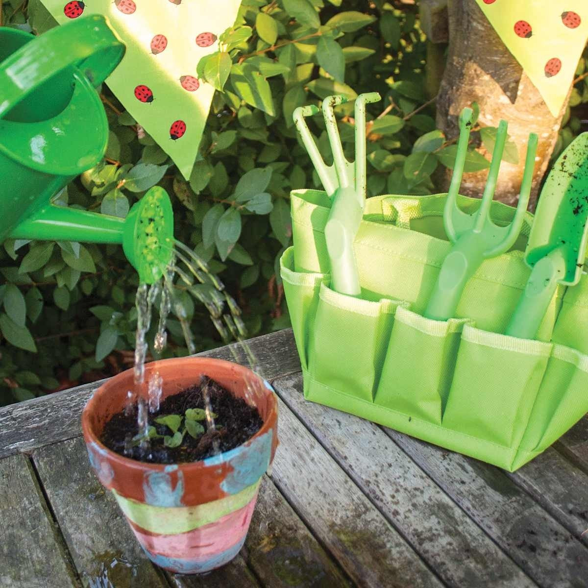 Bigjigs Toys Outdoor Gardening Garden Tool Set with Small Tote Bag