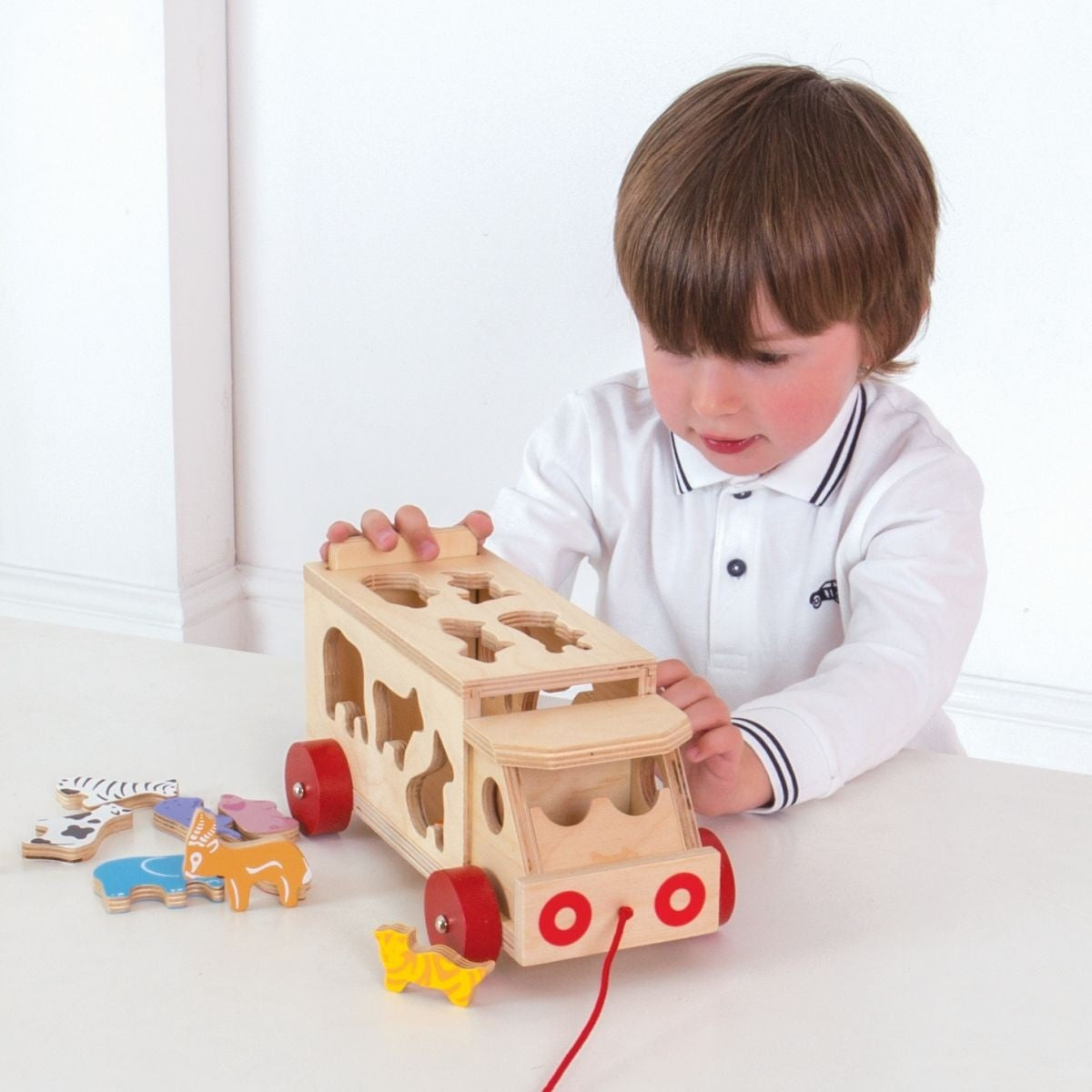 Bigjigs Toys Animal Shape Lorry Wooden Shape Sorting Truck for Kids