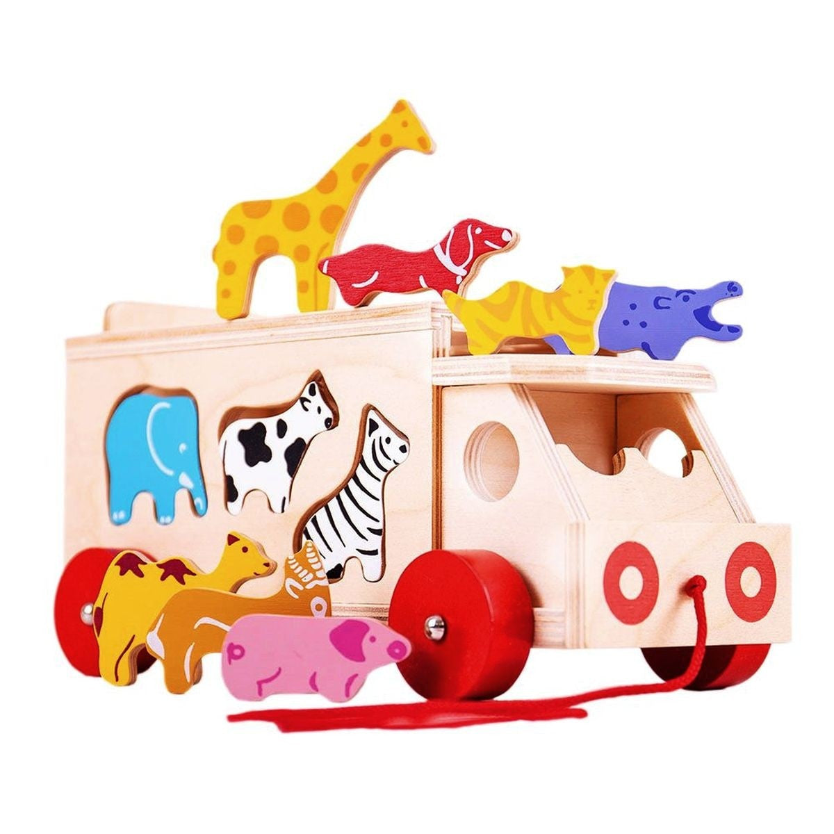 Bigjigs Toys Animal Shape Lorry Wooden Shape Sorting Truck for Kids