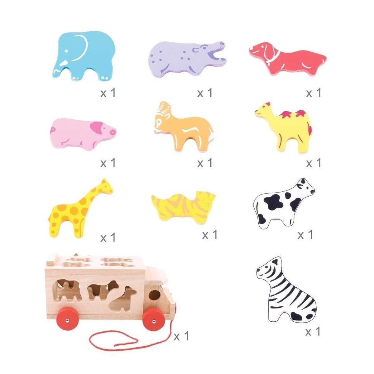Bigjigs Toys Animal Shape Lorry Wooden Shape Sorting Truck for Kids