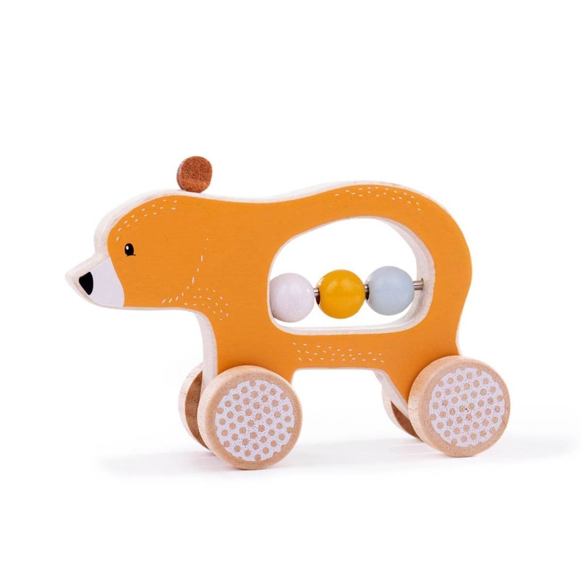 Bigjigs Toys Push Along Bear Toy for Toddlers FSC Certified Wooden