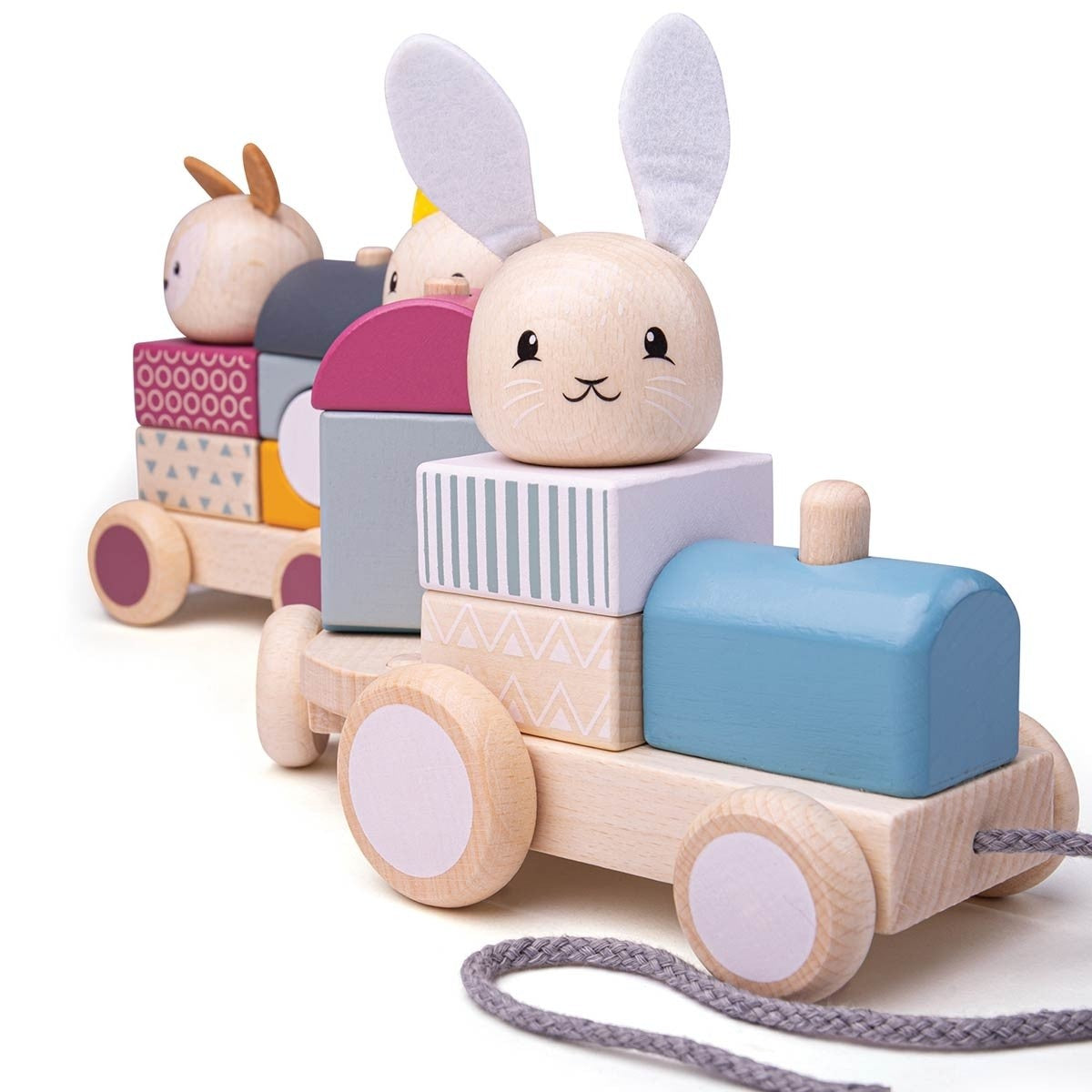 Bigjigs Toys FSC Certified Wooden Activity Pull Along Train for Toddlers