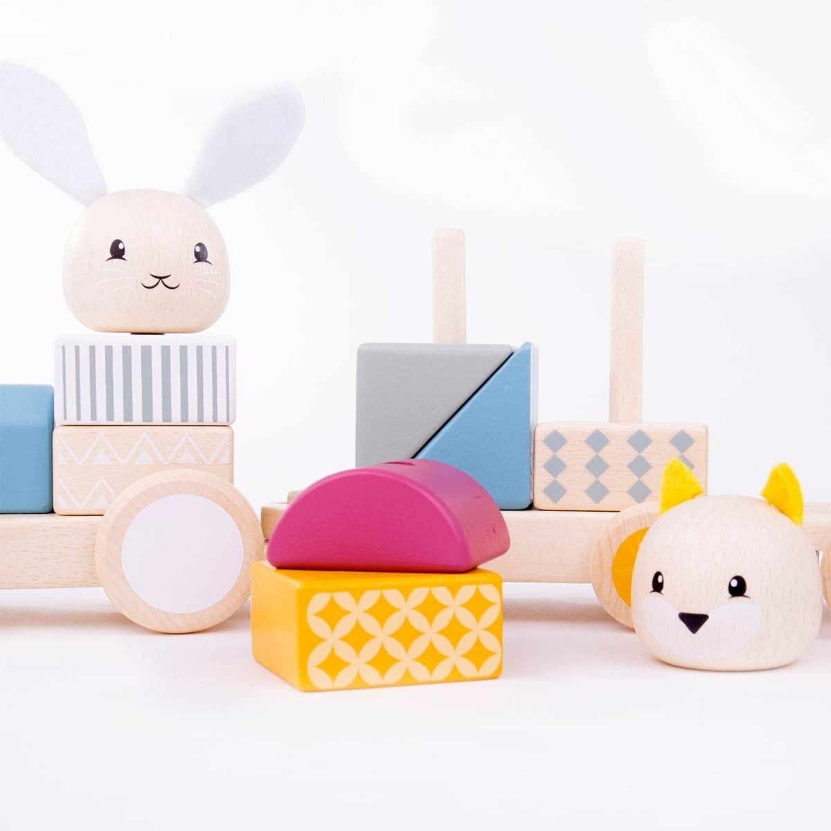 Bigjigs Toys FSC Certified Wooden Activity Pull Along Train for Toddlers
