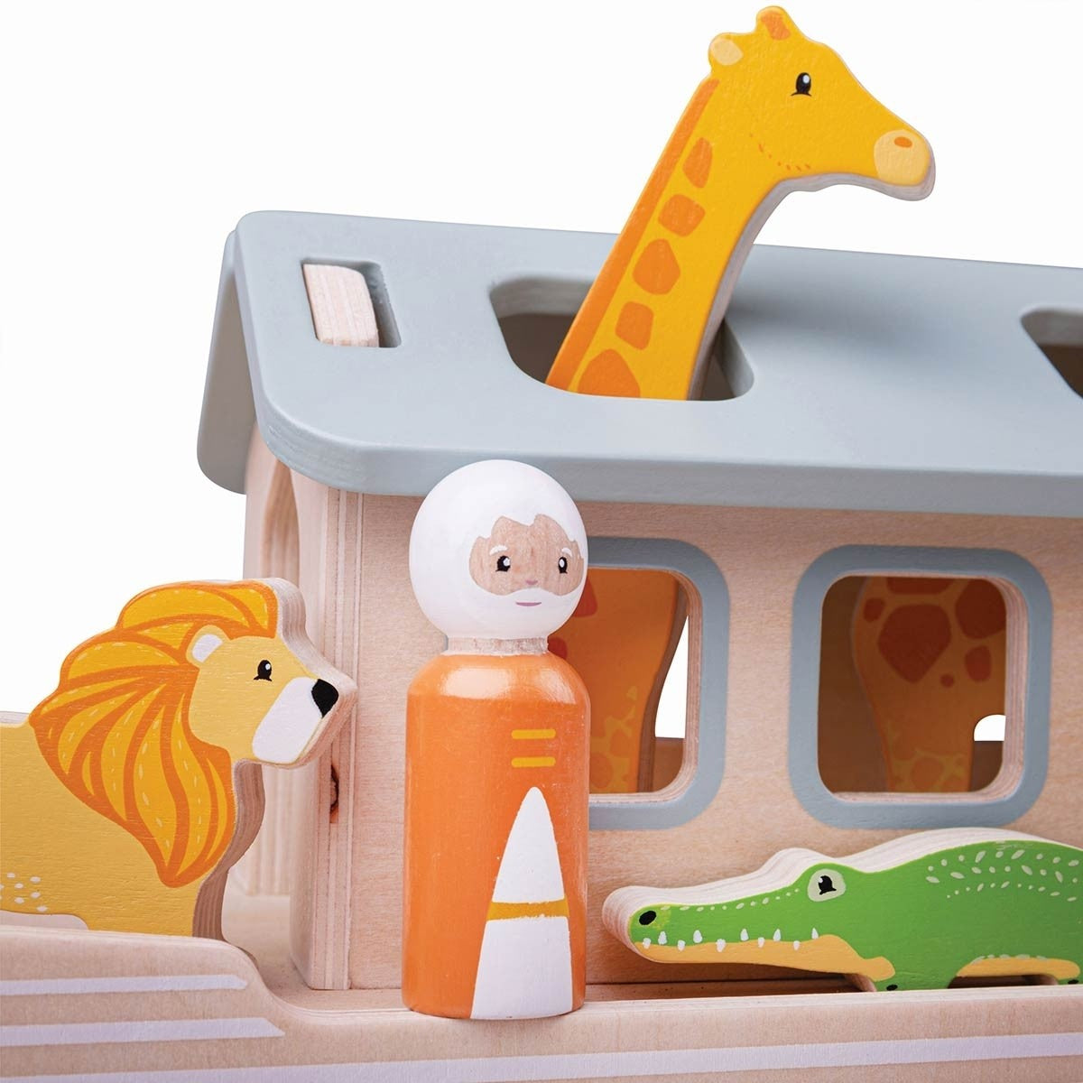 Bigjigs Toys FSC Certified Wooden Noah’s Ark Animal Figurines Play Set for Kids