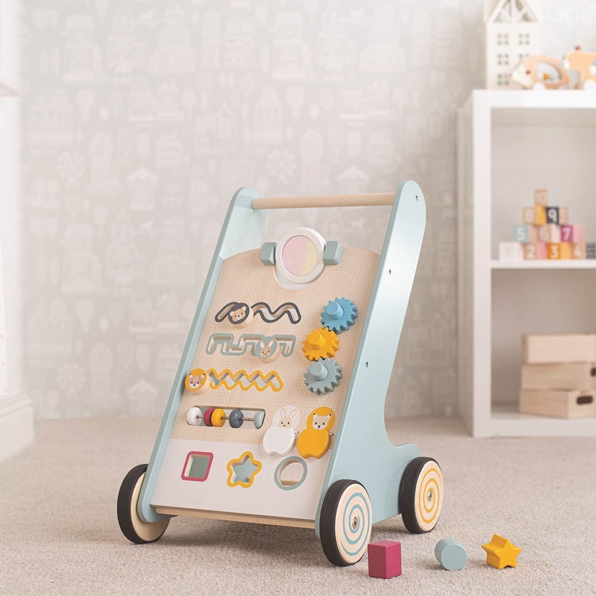 Bigjigs Toys FSC Wooden Activity Walker for Toddlers Earth Friendly Baby Push Walker