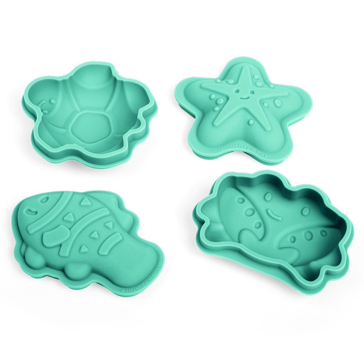 Bigjigs Toys Green Sand Moulds Eggshell Beach Sand Toys for Kids Outdoor Play Sandcastle Molds