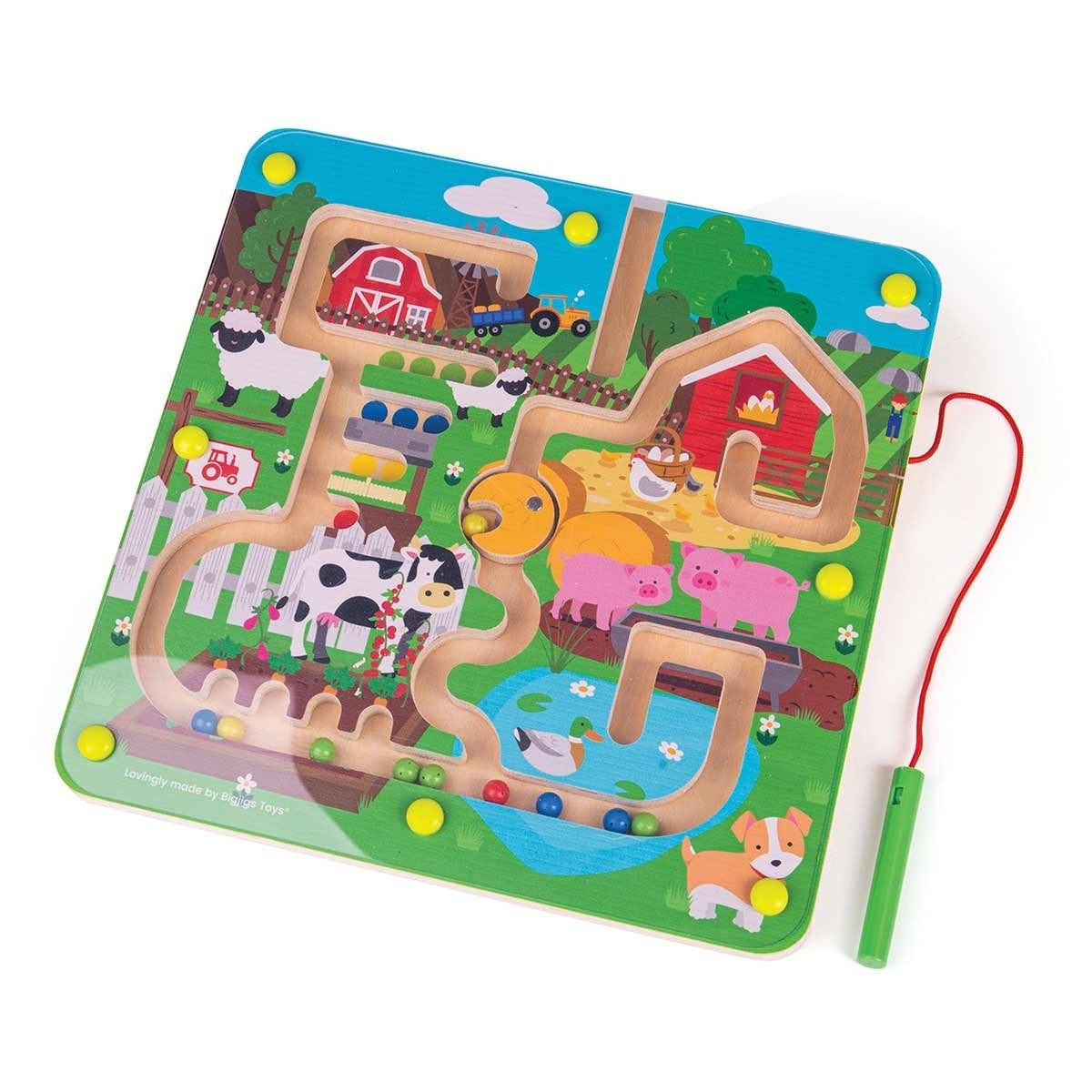 Bigjigs Toys Wooden Farmyard Maze Puzzle Animal Themed for Kids