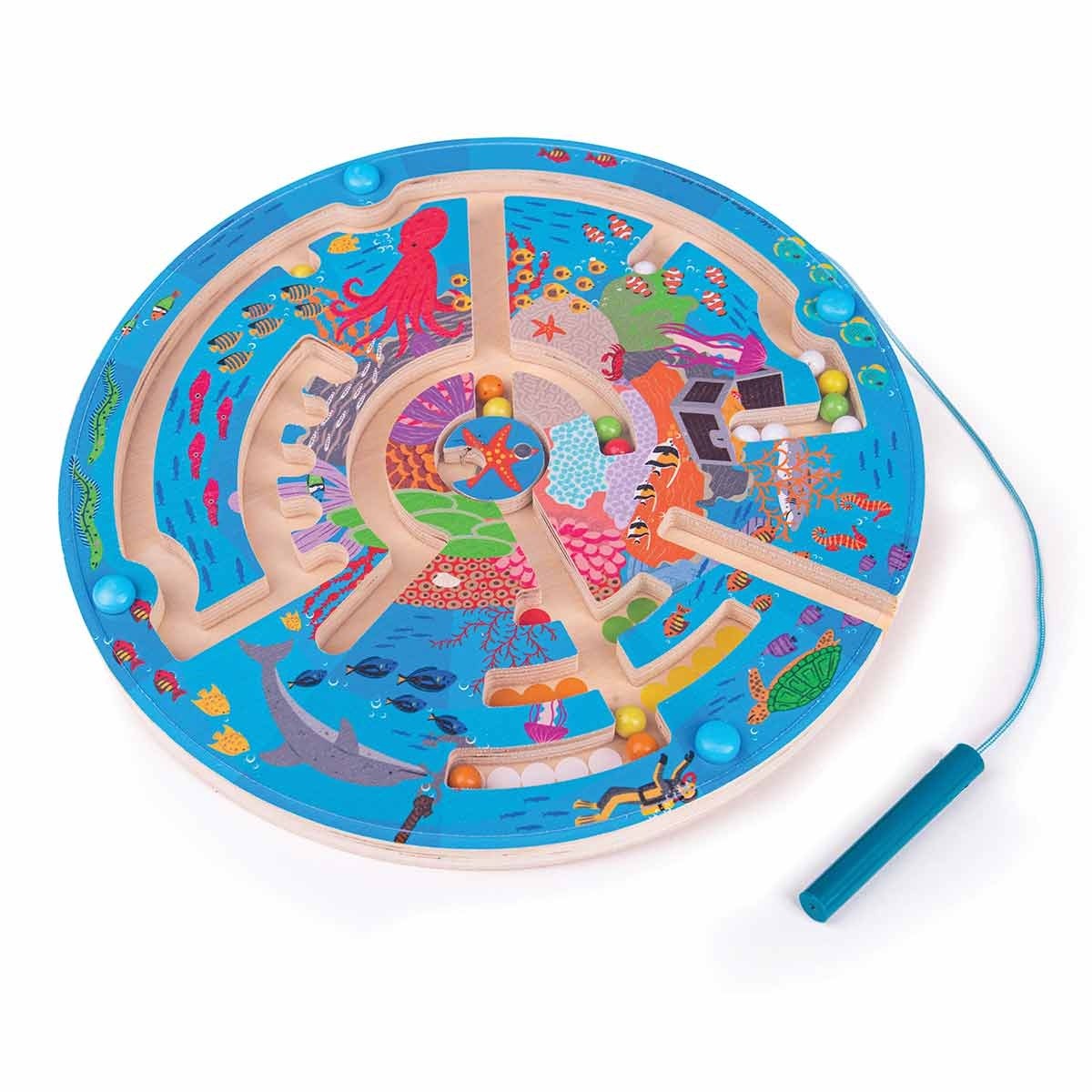 Bigjigs Toys Aquatic Themed Wooden Maze Puzzle for Kids