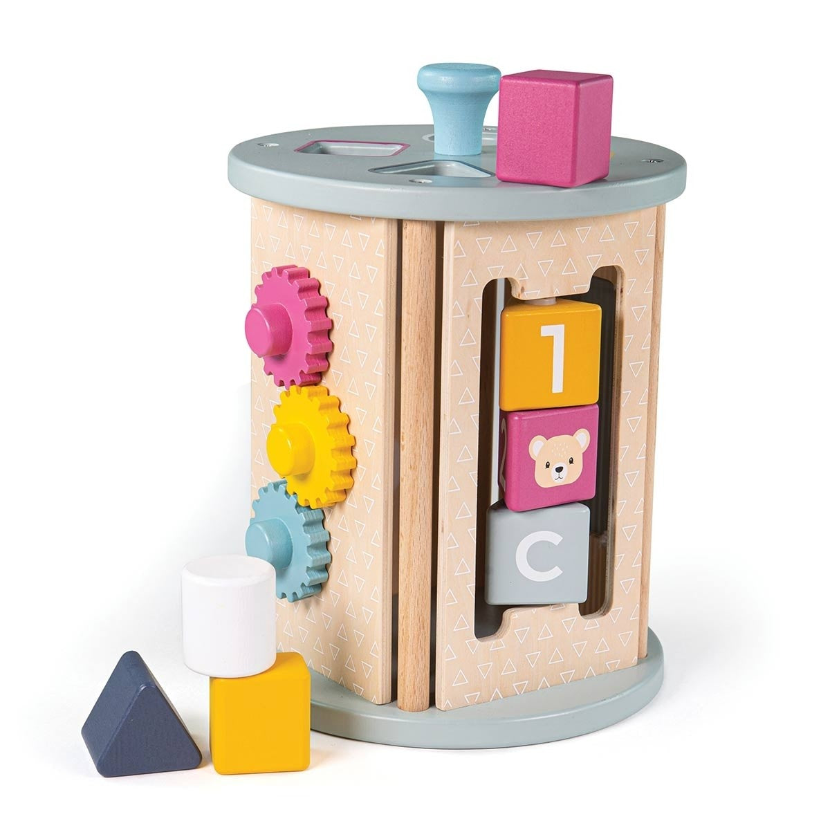 Bigjigs Toys FSC Wooden Rolling Activity Sorter Earth Friendly Shape Sorter for Toddlers