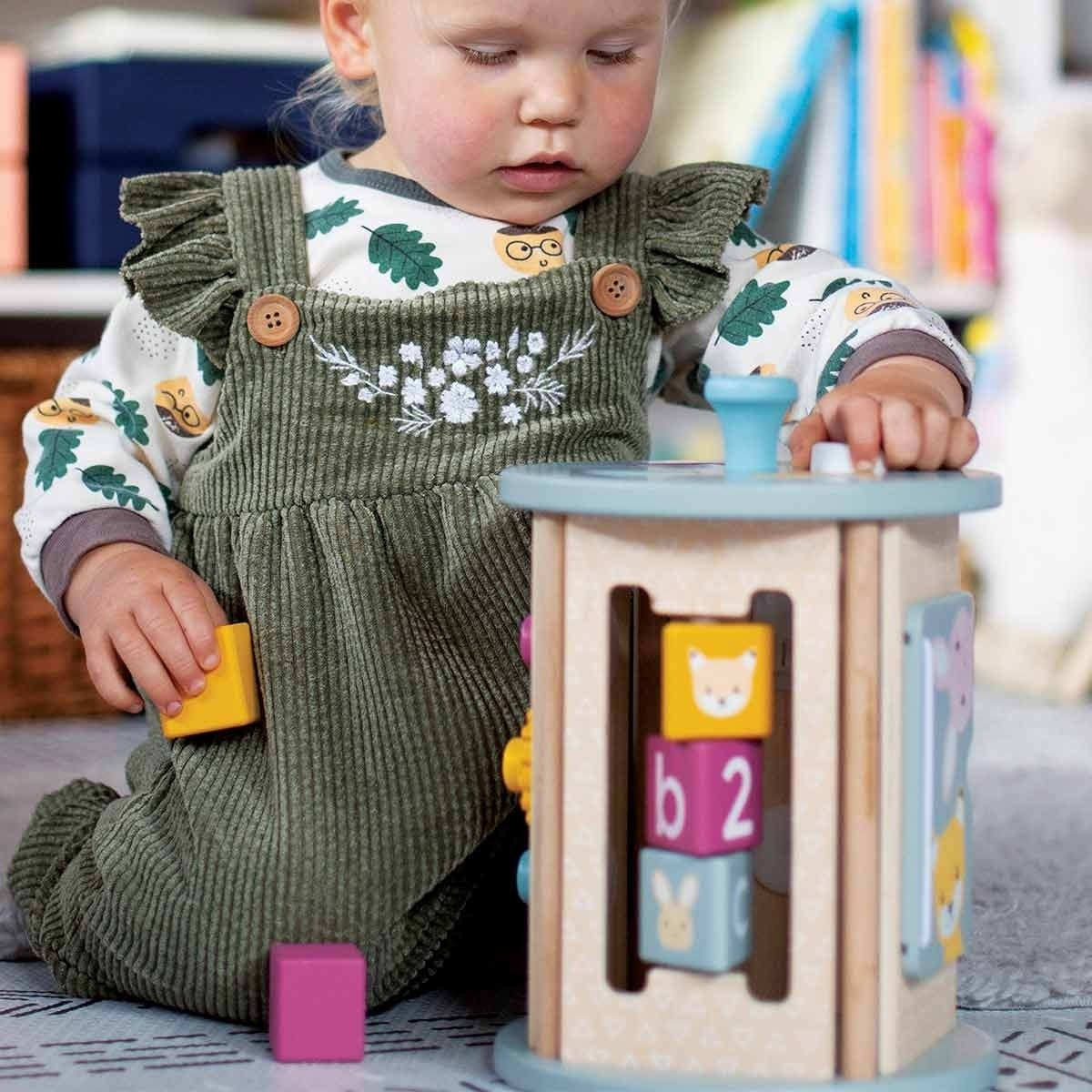 Bigjigs Toys FSC Wooden Rolling Activity Sorter Earth Friendly Shape Sorter for Toddlers
