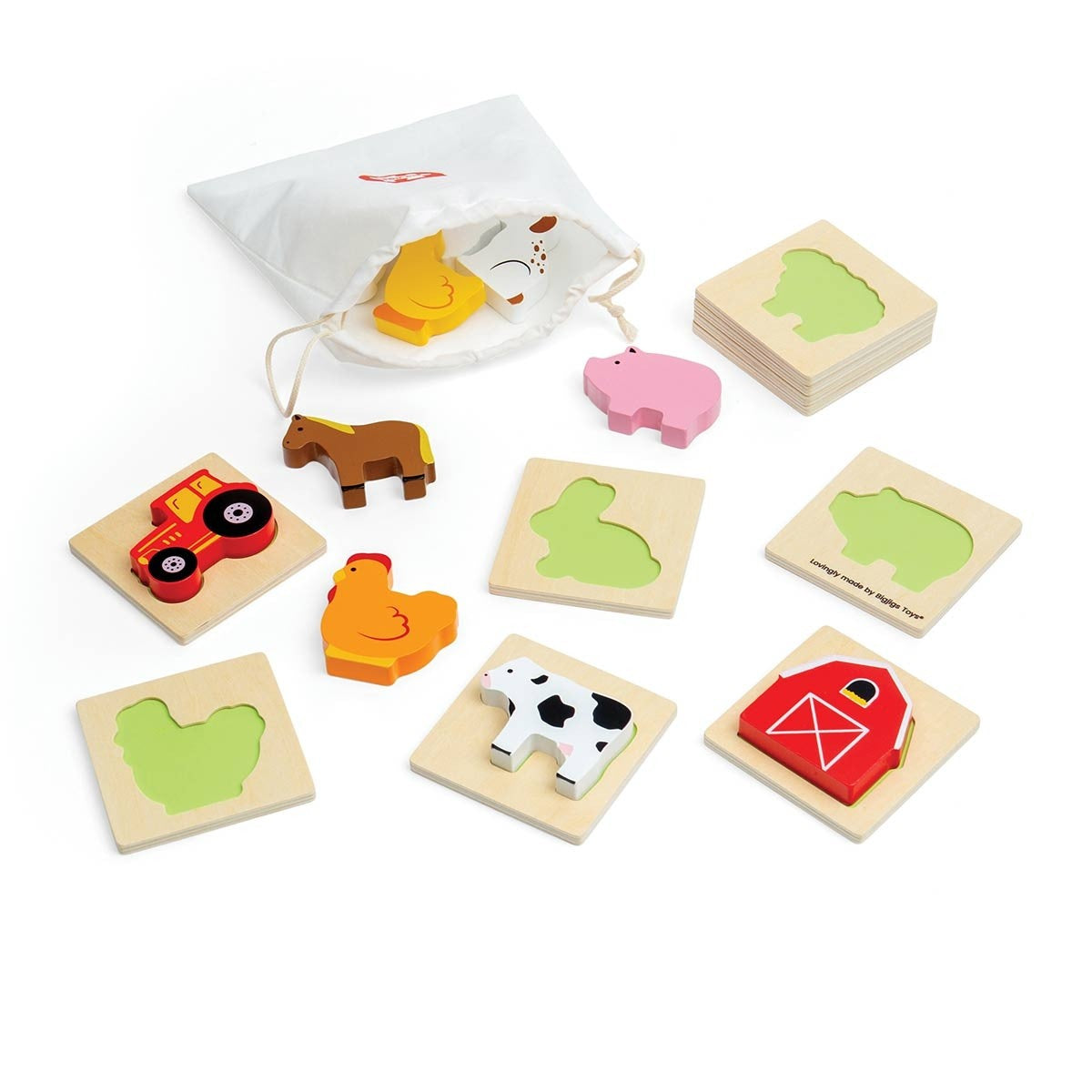 Bigjigs Toys Farm Themed Feel and Find Puzzle for Toddlers