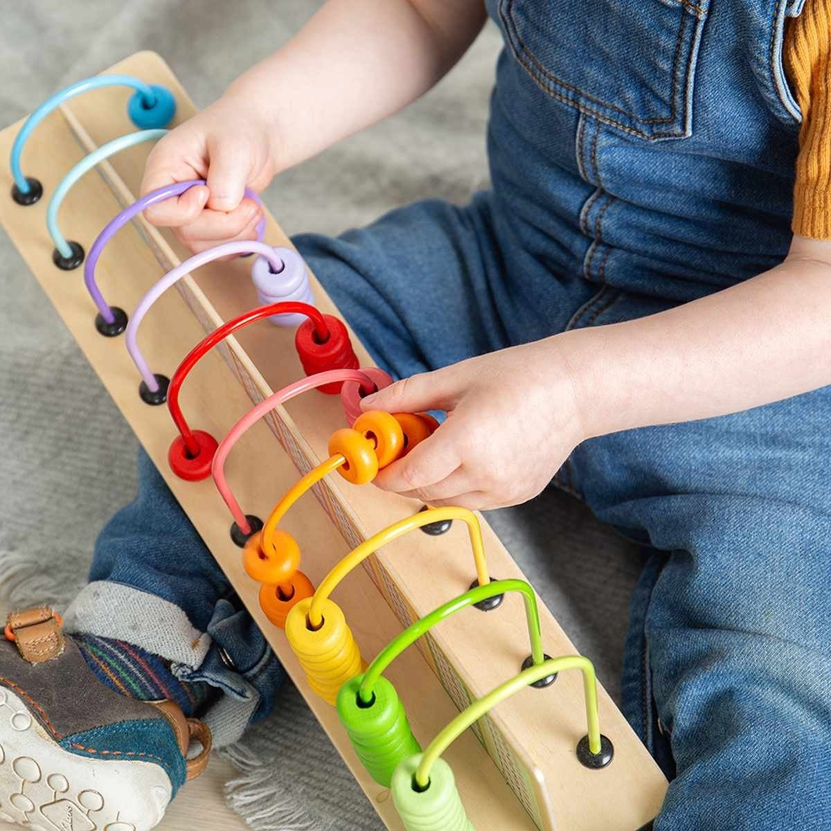 Bigjigs Toys Rainbow Counting Abacus Wooden Educational Counting Frame for Kids