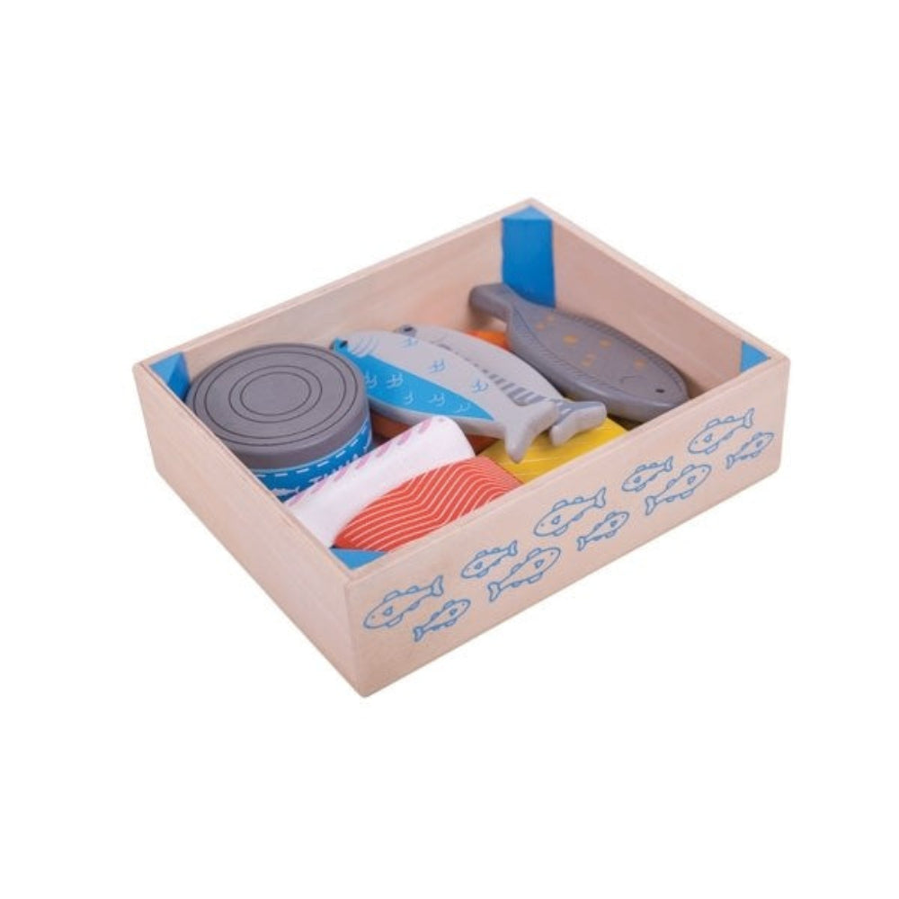 Bigjigs Toys Fish Crate Pretend Play Wooden Set for Kids