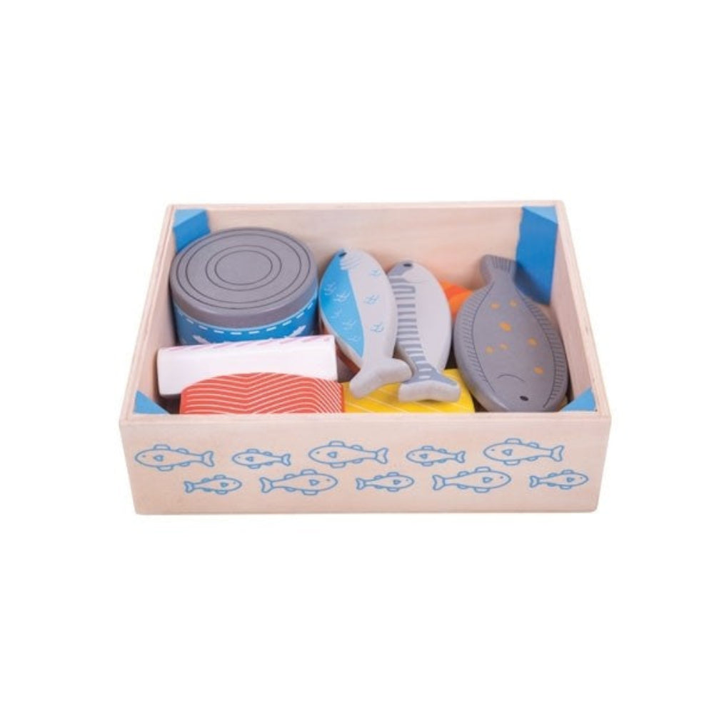Bigjigs Toys Fish Crate Pretend Play Wooden Set for Kids
