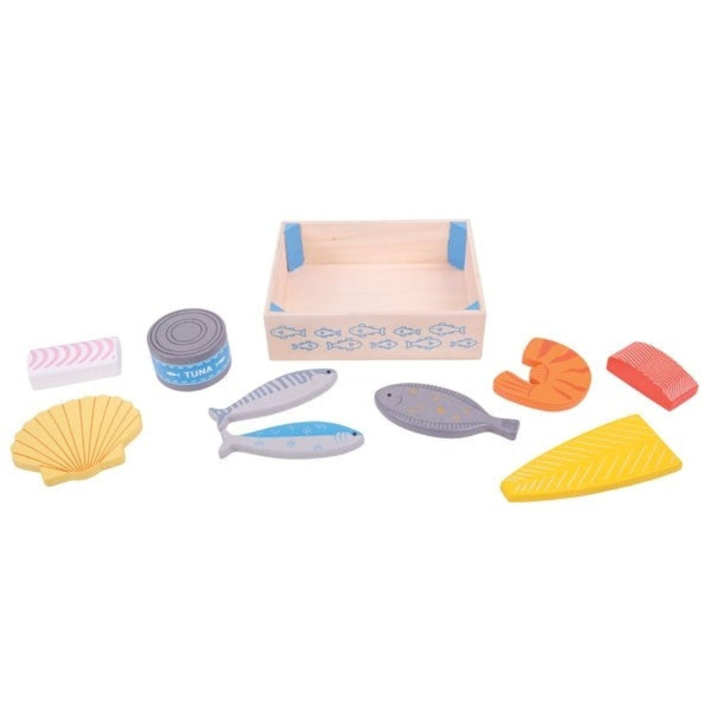 Bigjigs Toys Fish Crate Pretend Play Wooden Set for Kids