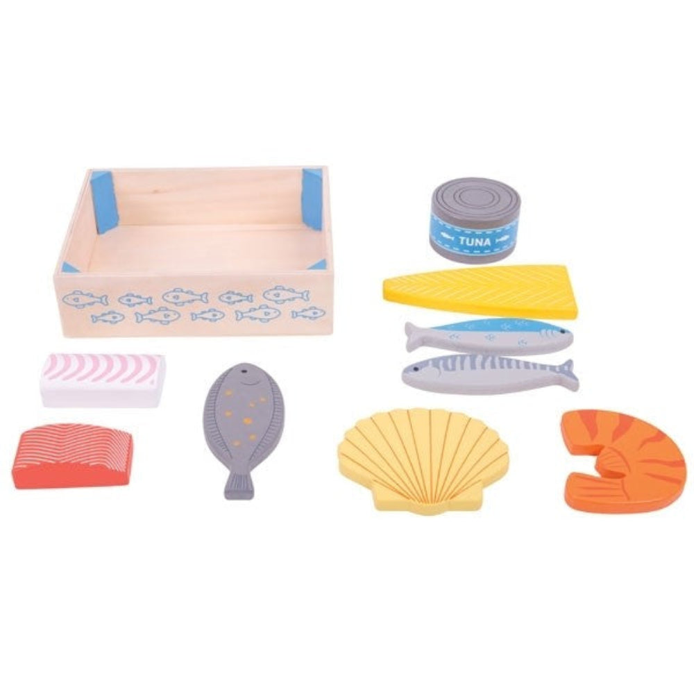 Bigjigs Toys Fish Crate Pretend Play Wooden Set for Kids