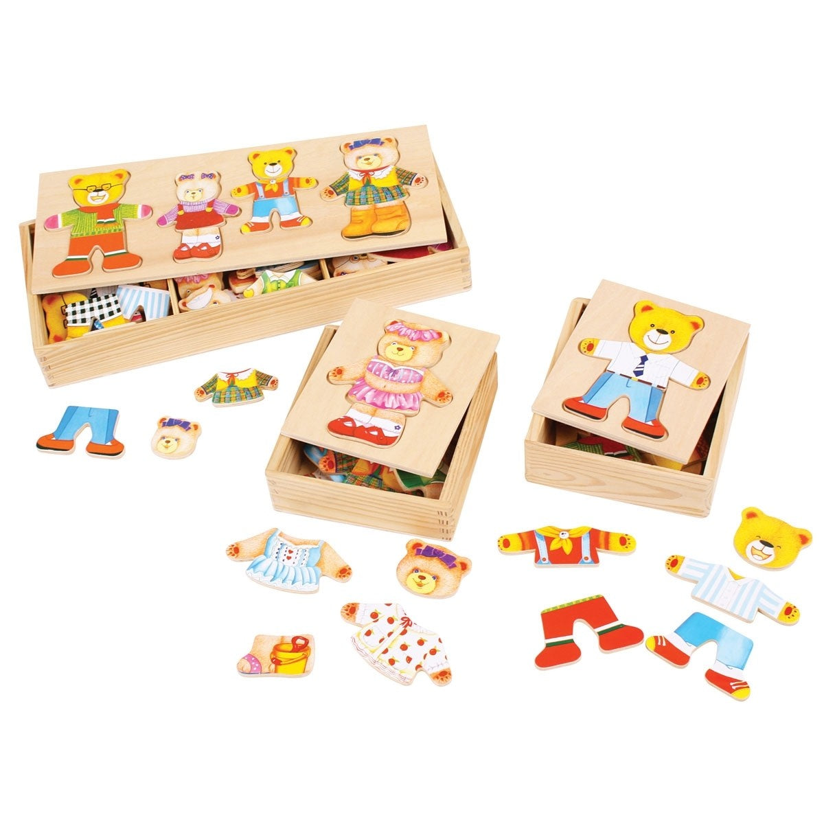 Bigjigs Toys Wooden Mix and Match Bear Family Dress Up Puzzle for Kids