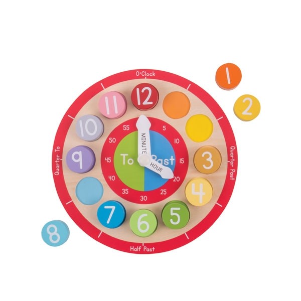 Bigjigs Toys Teaching Clock Wooden Educational Time Learning Toy for Kids