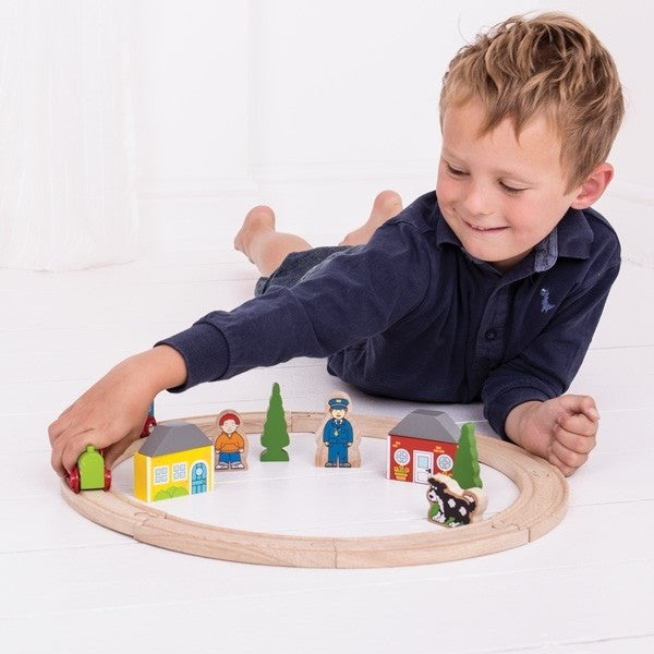 Bigjigs Rail My First Train Set Beginner Wooden Railway Starter Set