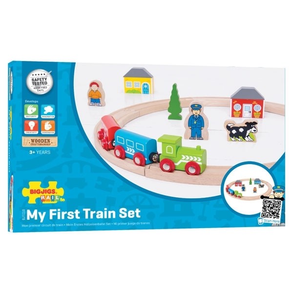 Bigjigs Rail My First Train Set Beginner Wooden Railway Starter Set