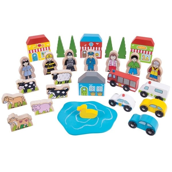 Bigjigs Rail Trackside Accessory Set Wooden Railway Scenery Pack