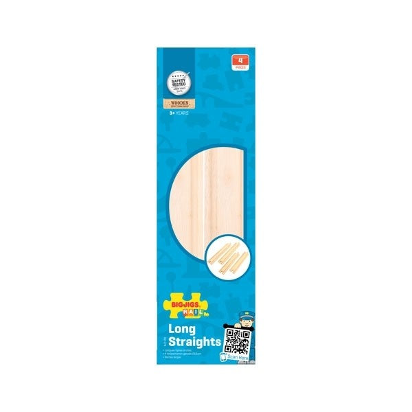 Bigjigs Rail Long Straights Track Wooden Train Track Expansion Pack
