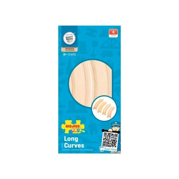 Bigjigs Rail Long Curves Track Wooden Train Track Expansion