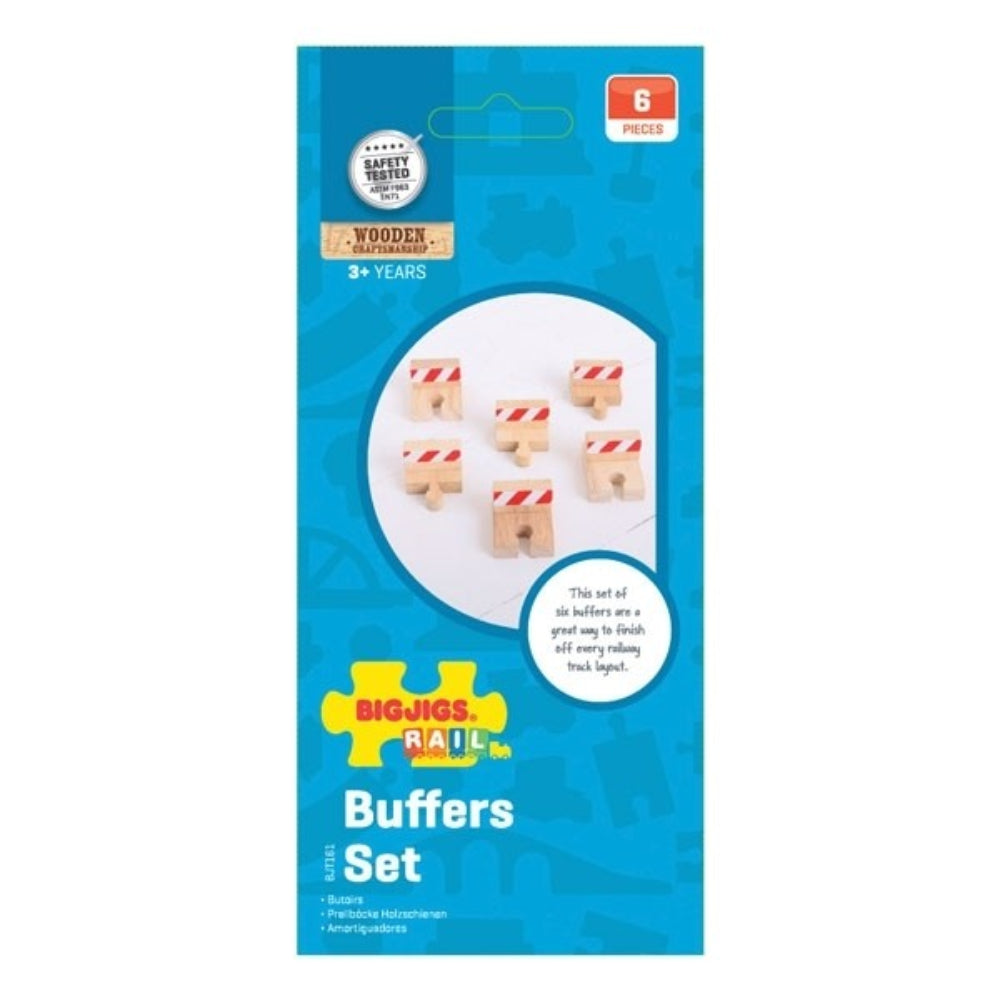 Bigjigs Rail Wooden Buffers Set – Track End Stops for Wooden Train Sets