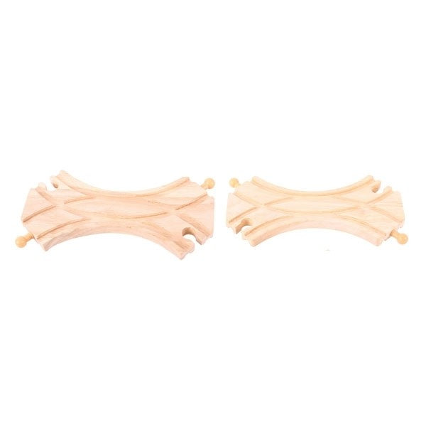 Bigjigs Rail Double Curved Turnouts Wooden Train Track Accessory for Switching Routes