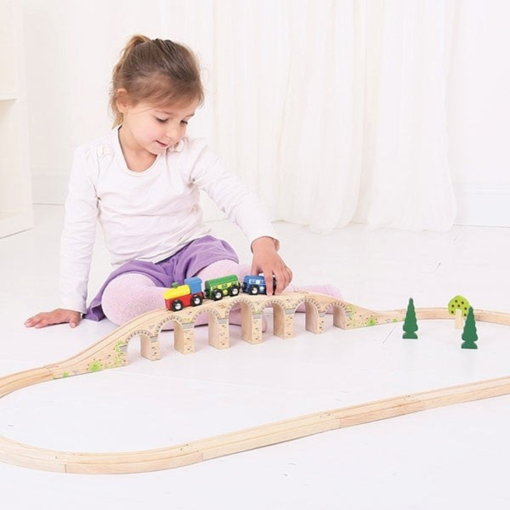 Bigjigs Rail Railway Viaduct Wooden Bridge for Train Tracks