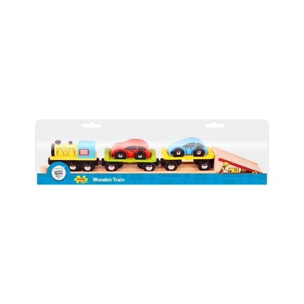 Bigjigs Rail Car Loader Playset Wooden Train Accessory with Magnetic Crane & Cars