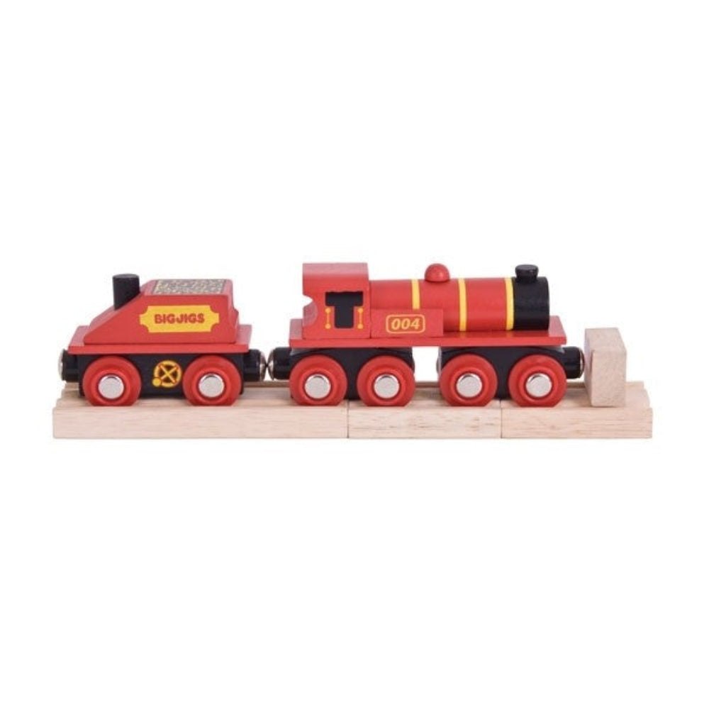 Bigjigs Rail Big Engine Wooden Train Engine for Railway Playsets Red