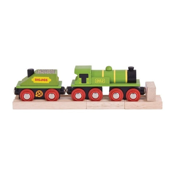 Bigjigs Rail Big Engine Wooden Train Engine Compatible with Major Railway Sets Green