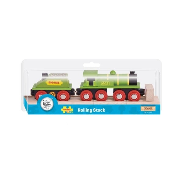 Bigjigs Rail Big Engine Wooden Train Engine Compatible with Major Railway Sets Green